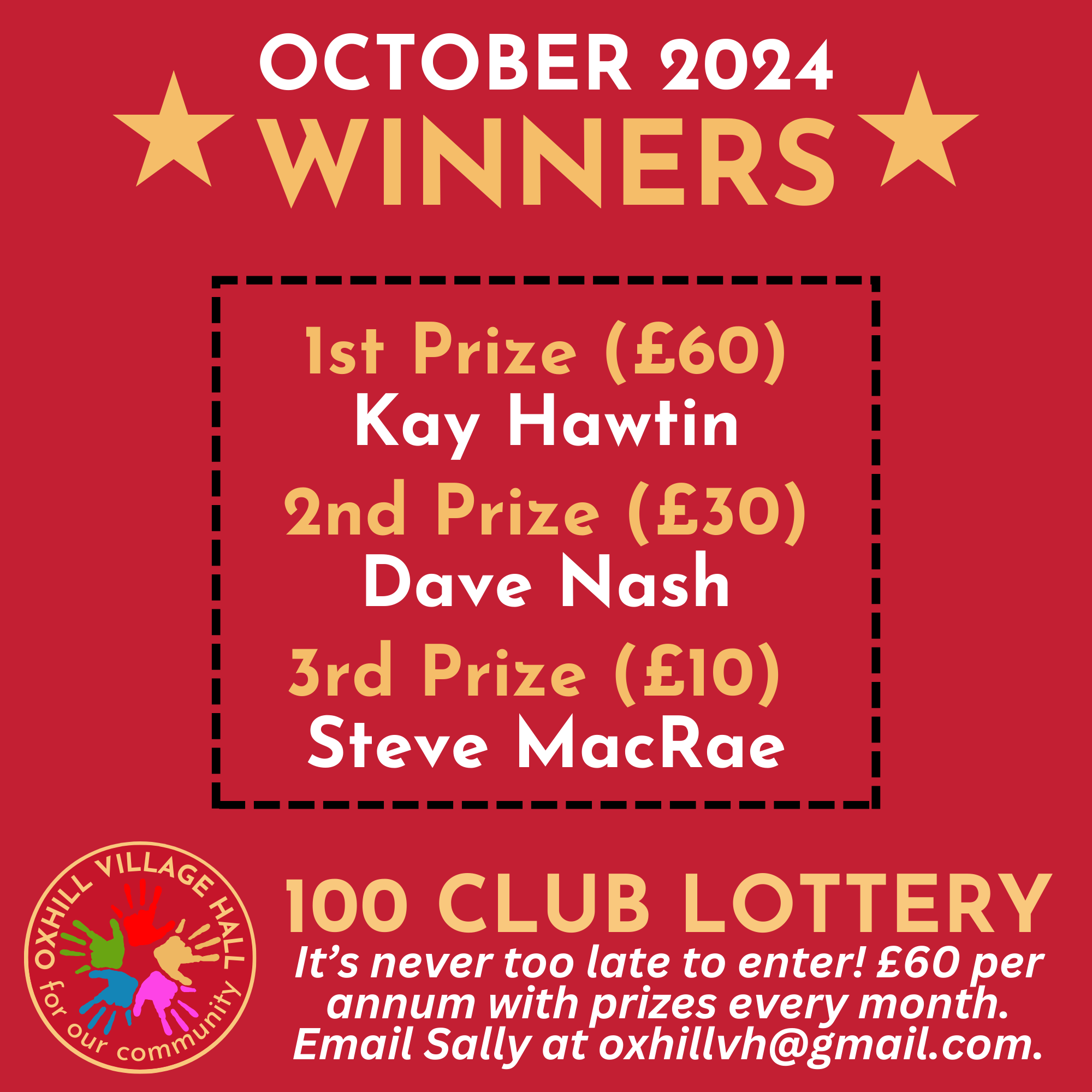 100 CLUB October winners